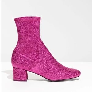 & Other Stories | Pink Glitter Sock Bootie